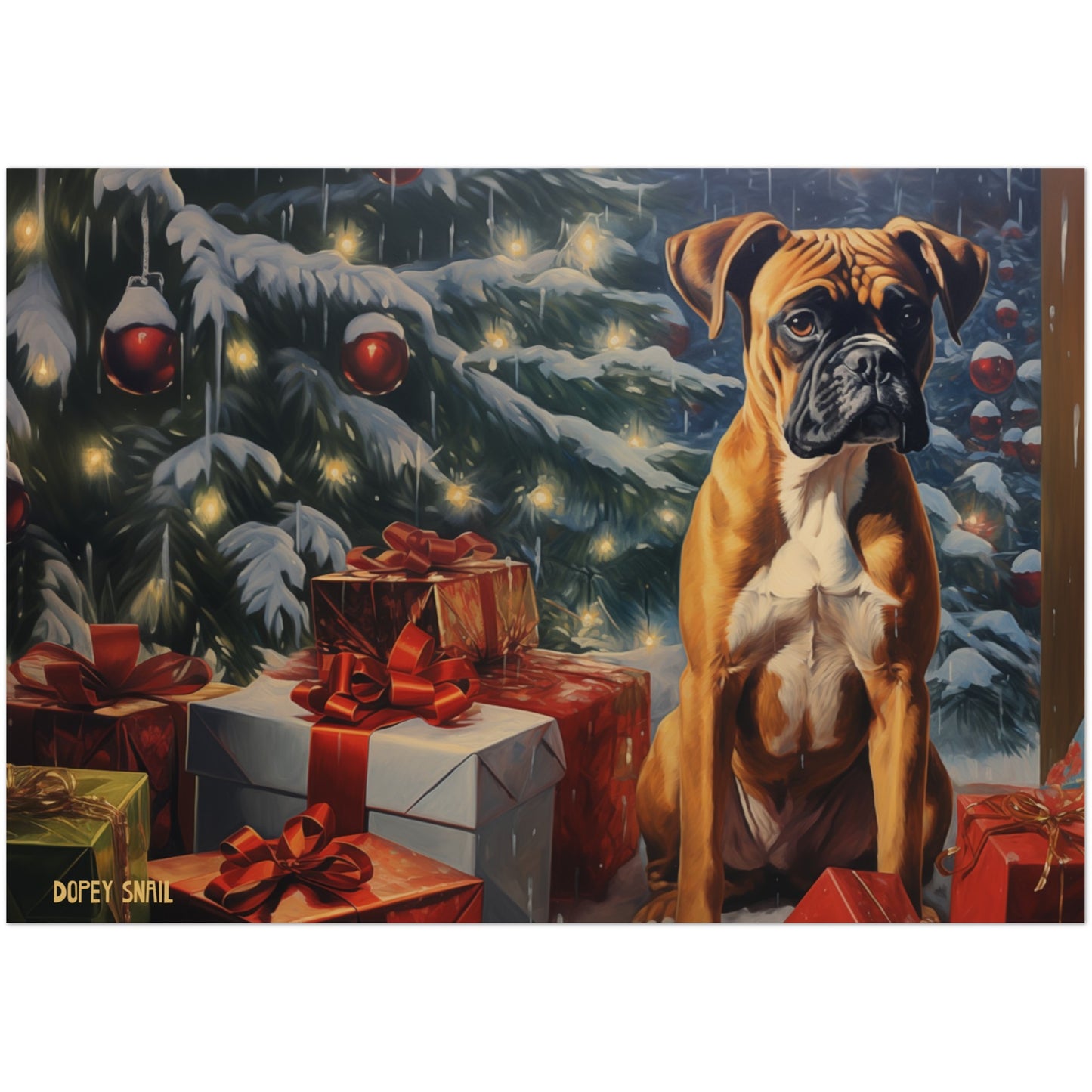 Pack of 10 Greeting Cards (standard envelopes) (US & CA) Christmas Boxer