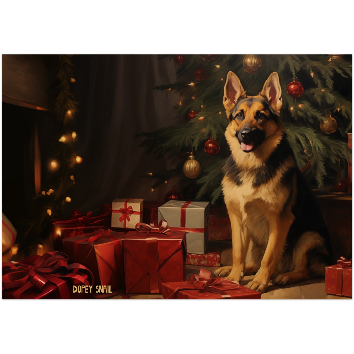 Pack of 10 Greeting Cards (standard envelopes) (US & CA) Christmas German Shepherd